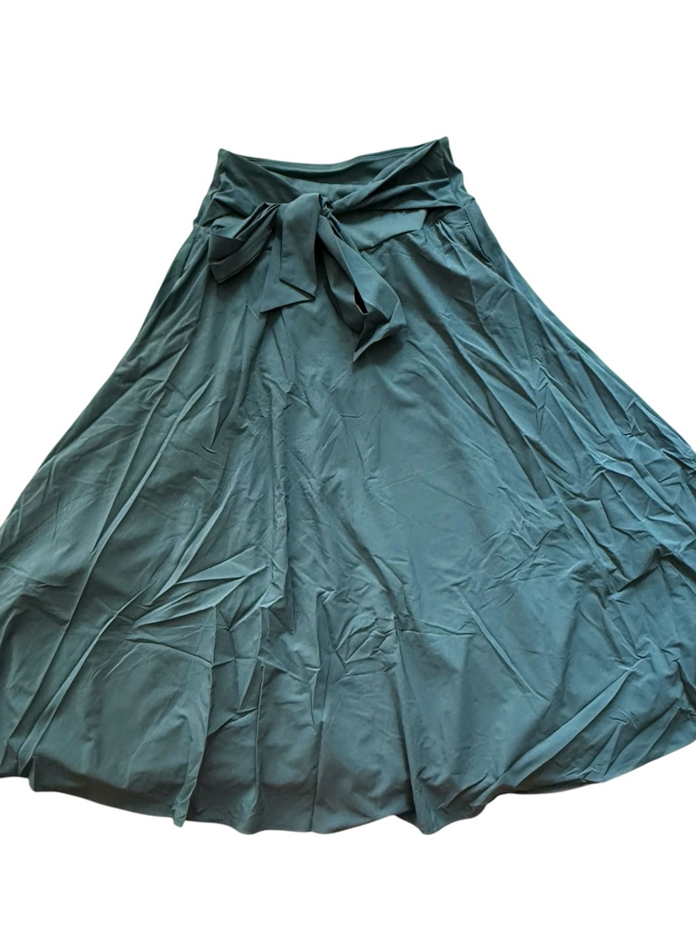 HALARA Teal High Waisted Tie Front A Line Midi Casual Skirt size XS - Picture 2 of 13